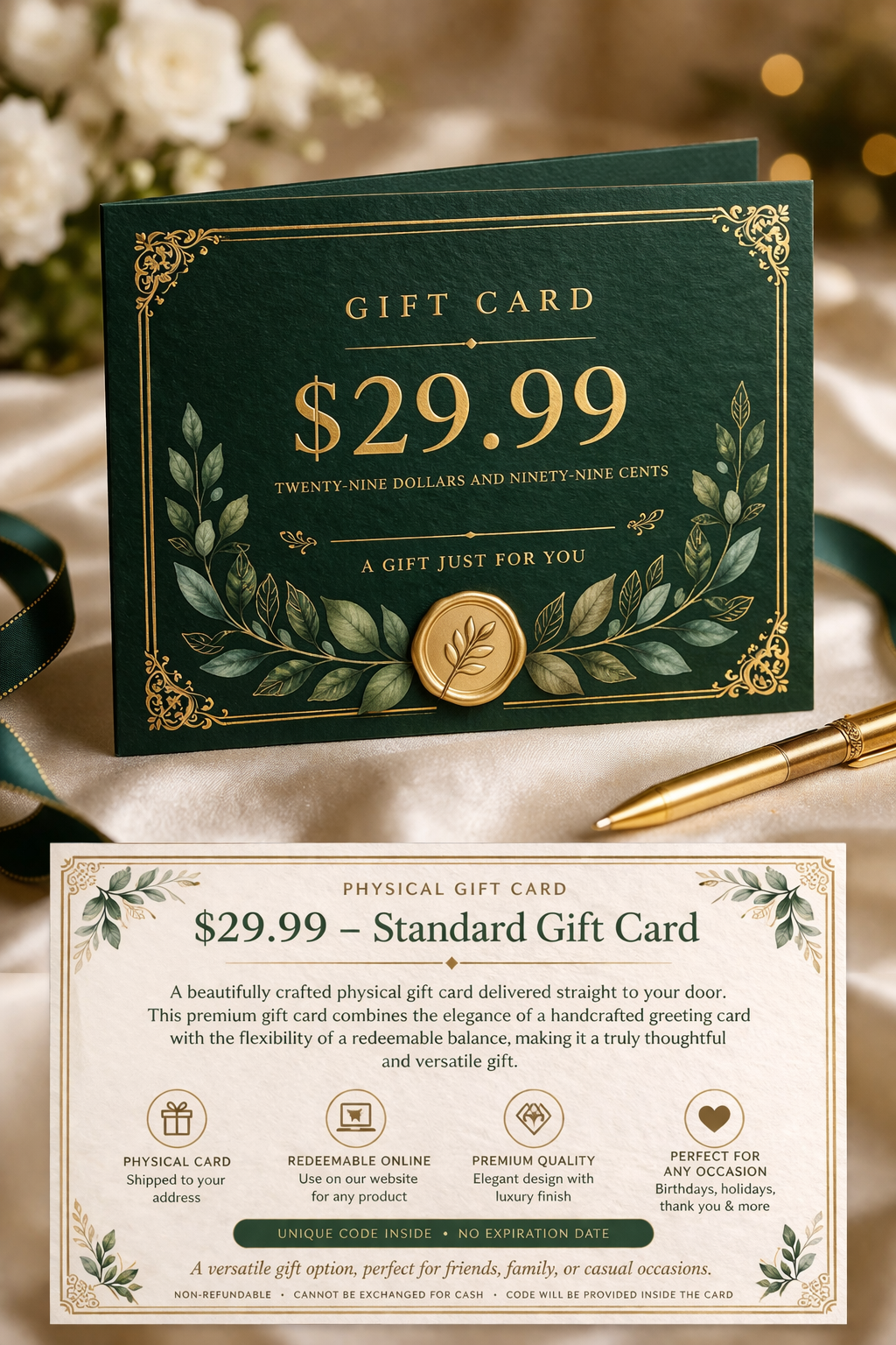 Luxury Physical Gift Card – Elegant Redeemable Greeting Card (Shipped to Your Door) - Image 6