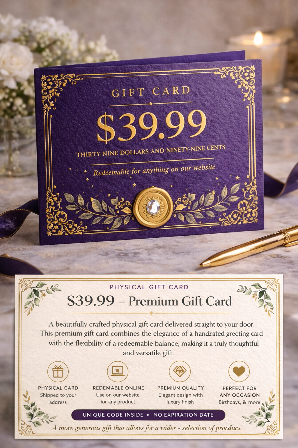 Luxury Physical Gift Card – Elegant Redeemable Greeting Card (Shipped to Your Door) - Image 5