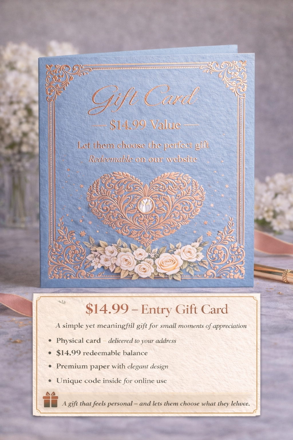 Luxury Physical Gift Card – Elegant Redeemable Greeting Card (Shipped to Your Door) - Image 2